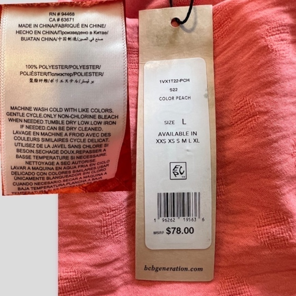 BCBGENERATION Ruffle Strap Smocked Top In Coral - Picture 9 of 10